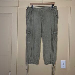 Cotton casual Olive Green Capris